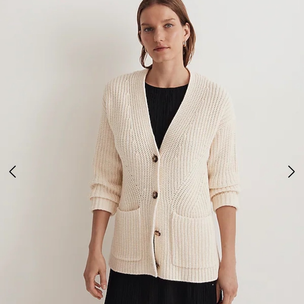 MADEWELL Textural-Stitch V-Neck Cardigan Sweater